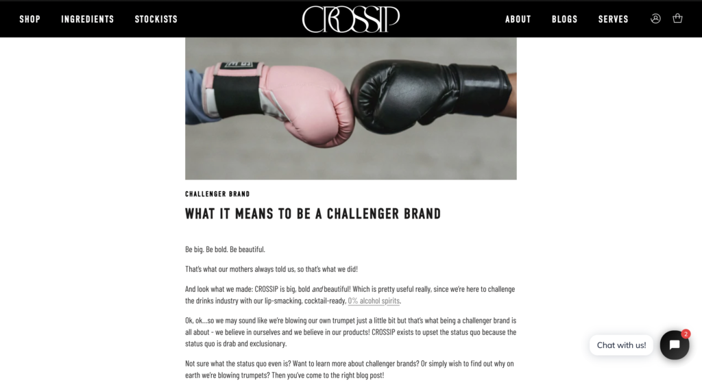 Challenger brand blog on the CROSSIP website